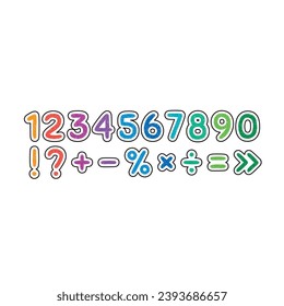 números dibujados a mano 0-9. garabato de color 0-9 números. contorno de 0-9 números. números de doodle para el mundo de la educación