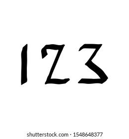 Hand drawn numbers 1 2 3. Lettering made by ink pen. Vector calligraphy illustration isolated on white background. Typography for banners, badges, postcard, t-shirt, prints, posters advertisements