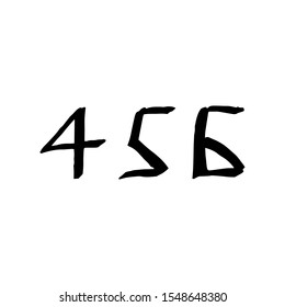 Hand drawn numbers 4 5 6. Lettering made by ink pen. Vector calligraphy illustration isolated on white background. Typography for banners, badges, postcard, t-shirt, prints, posters advertisements