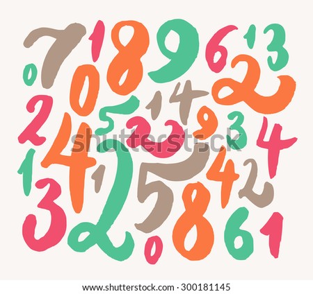 Hand drawn numbers. Background with handwritten numbers.