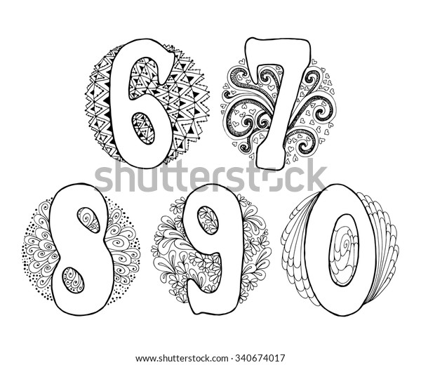 Hand Drawn Numbers Doodle Elements Circle Stock Vector Royalty Free 340674017