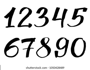 Brush Lettering Numbers Modern Calligraphy Handwritten Stock Vector ...