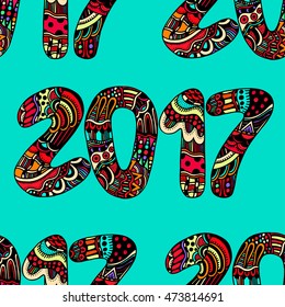 hand drawn numbers, Happy New Year background