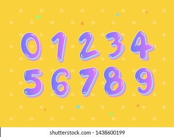 Hand drawn numbers kid cartoon vector