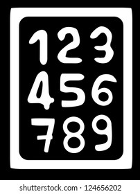 Hand drawn numbers on black background