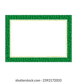 hand drawn numbers on green frame. hand drawn numbers and green frame concept