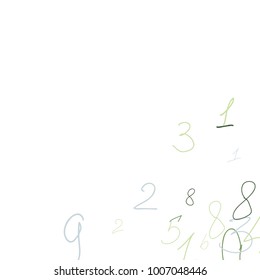 Hand drawn numbers. Scribbled handwritten numbers for  card, poster, banner. Vector background with color numbers in primitive style. Simple pattern for your design.