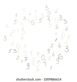 Hand drawn numbers. Scribbled handwritten numbers for  card, poster, banner. Vector background with color numbers in primitive style. Simple pattern for your design.