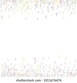 Hand drawn numbers. Scribbled handwritten numbers for  card, poster, banner. Vector background with color numbers in primitive style. Simple pattern for your design.