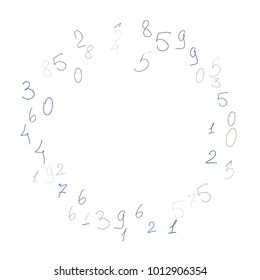 Hand drawn numbers. Scribbled handwritten numbers for  card, poster, banner. Vector background with color numbers in primitive style. Simple pattern for your design.