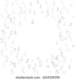 Hand drawn numbers. Scribbled handwritten numbers for  card, poster, banner. Vector background with color numbers in primitive style. Simple pattern for your design.