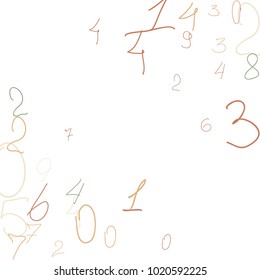 Hand drawn numbers. Scribbled handwritten numbers for  card, poster, banner. Vector background with color numbers in primitive style. Simple pattern for your design.