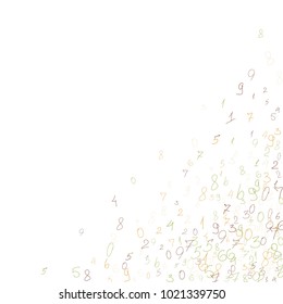 Hand drawn numbers. .  Scribbled handwritten numbers for  card, poster, banner. Vector background with color numbers in primitive style. Simple pattern for your design.