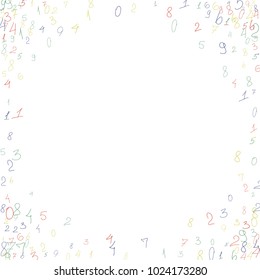 Hand drawn numbers. Scribbled handwritten numbers for  card, poster, banner. Vector background with color numbers in primitive style. Simple pattern for your design.