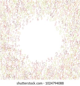 Hand drawn numbers. Scribbled handwritten numbers for  card, poster, banner. Vector background with color numbers in primitive style. Simple pattern for your design.