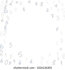 Hand drawn numbers. Scribbled handwritten numbers for  card, poster, banner. Vector background with color numbers in primitive style. Simple pattern for your design.