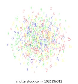 Hand drawn numbers. .  Scribbled handwritten numbers for  card, poster, banner. Vector background with color numbers in primitive style. Simple pattern for your design.