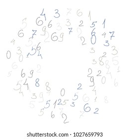 Hand drawn numbers. Scribbled handwritten numbers for  card, poster, banner. Vector background with color numbers in primitive style. Simple pattern for your design.