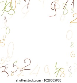 Hand drawn numbers. Scribbled handwritten numbers for  card, poster, banner. Vector background with color numbers in primitive style. Simple pattern for your design.
