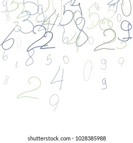 Hand drawn numbers. Scribbled handwritten numbers for  card, poster, banner. Vector background with color numbers in primitive style. Simple pattern for your design.
