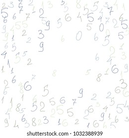 Hand drawn numbers. Scribbled handwritten numbers for  card, poster, banner. Vector background with color numbers in primitive style. Simple pattern for your design.