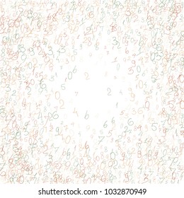 Hand drawn numbers. .  Scribbled handwritten numbers for  card, poster, banner. Vector background with color numbers in primitive style. Simple pattern for your design.