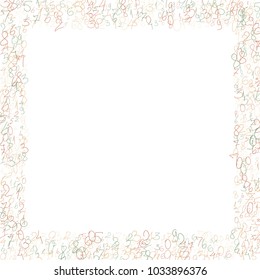 Hand drawn numbers. Scribbled handwritten numbers for  card, poster, banner. Vector background with color numbers in primitive style. Simple pattern for your design.