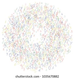 Hand drawn numbers. .  Scribbled handwritten numbers for  card, poster, banner. Vector background with color numbers in primitive style. Simple pattern for your design.