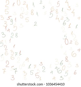 Hand drawn numbers. Scribbled handwritten numbers for  card, poster, banner. Vector background with color numbers in primitive style. Simple pattern for your design.