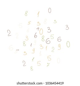 Hand drawn numbers. Scribbled handwritten numbers for  card, poster, banner. Vector background with color numbers in primitive style. Simple pattern for your design.