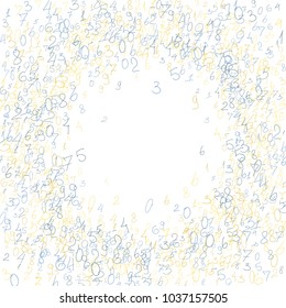 Hand drawn numbers. .  Scribbled handwritten numbers for  card, poster, banner. Vector background with color numbers in primitive style. Simple pattern for your design.
