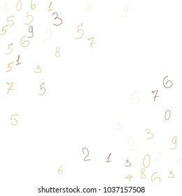 Hand drawn numbers. .  Scribbled handwritten numbers for  card, poster, banner. Vector background with color numbers in primitive style. Simple pattern for your design.