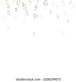 Hand drawn numbers. .  Scribbled handwritten numbers for  card, poster, banner. Vector background with color numbers in primitive style. Simple pattern for your design.