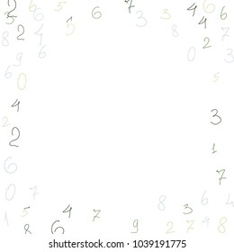 Hand drawn numbers. Scribbled handwritten numbers for  card, poster, banner. Vector background with color numbers in primitive style. Simple pattern for your design.