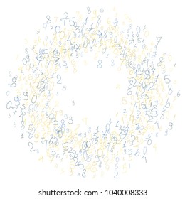 Hand drawn numbers. Scribbled handwritten numbers for  card, poster, banner. Vector background with color numbers in primitive style. Simple pattern for your design.
