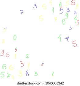 Hand drawn numbers. Scribbled handwritten numbers for  card, poster, banner. Vector background with color numbers in primitive style. Simple pattern for your design.