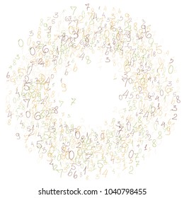 Hand drawn numbers. Scribbled handwritten numbers for  card, poster, banner. Vector background with color numbers in primitive style. Simple pattern for your design.