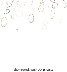 Hand drawn numbers. Scribbled handwritten numbers for  card, poster, banner. Vector background with color numbers in primitive style. Simple pattern for your design.