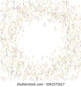 Hand drawn numbers. Scribbled handwritten numbers for  card, poster, banner. Vector background with color numbers in primitive style. Simple pattern for your design.