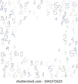 Hand drawn numbers. .  Scribbled handwritten numbers for  card, poster, banner. Vector background with color numbers in primitive style. Simple pattern for your design.