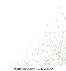 Hand drawn numbers. Scribbled handwritten numbers for  card, poster, banner. Vector background with color numbers in primitive style. Simple pattern for your design.
