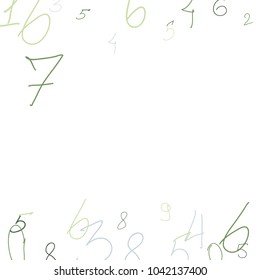 Hand drawn numbers. .  Scribbled handwritten numbers for  card, poster, banner. Vector background with color numbers in primitive style. Simple pattern for your design.