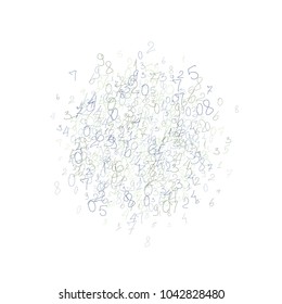 Hand drawn numbers. .  Scribbled handwritten numbers for  card, poster, banner. Vector background with color numbers in primitive style. Simple pattern for your design.