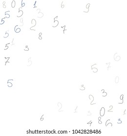 Hand drawn numbers. .  Scribbled handwritten numbers for  card, poster, banner. Vector background with color numbers in primitive style. Simple pattern for your design.