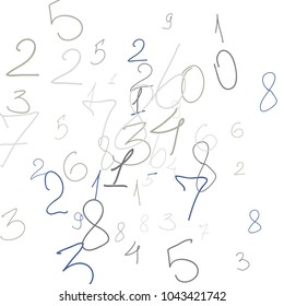 Hand drawn numbers. Scribbled handwritten numbers for  card, poster, banner. Vector background with color numbers in primitive style. Simple pattern for your design.