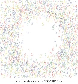 Hand drawn numbers. Scribbled handwritten numbers for  card, poster, banner. Vector background with color numbers in primitive style. Simple pattern for your design.