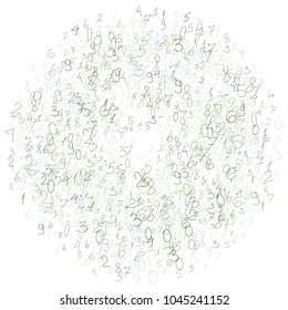 Hand drawn numbers. .  Scribbled handwritten numbers for  card, poster, banner. Vector background with color numbers in primitive style. Simple pattern for your design.