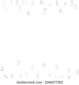 Hand drawn numbers. Scribbled handwritten numbers for  card, poster, banner. Vector background with color numbers in primitive style. Simple pattern for your design.