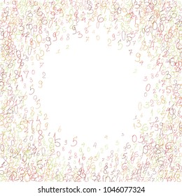 Hand drawn numbers. Scribbled handwritten numbers for  card, poster, banner. Vector background with color numbers in primitive style. Simple pattern for your design.