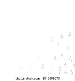 Hand drawn numbers. Scribbled handwritten numbers for  card, poster, banner. Vector background with color numbers in primitive style. Simple pattern for your design.